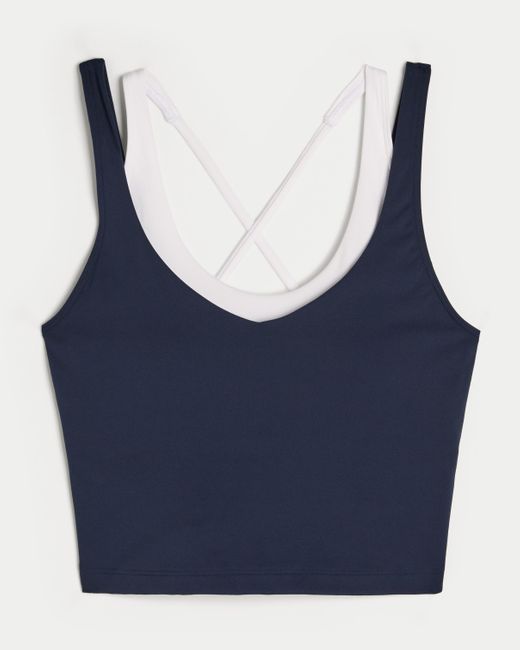 Hollister Blue Gilly Hicks Active Boost Tanktop im Lagenlook mit tiefem Ausschnitt