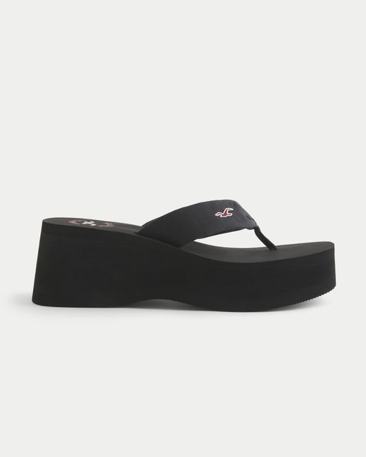 Hollister Black Platform Flip Flops
