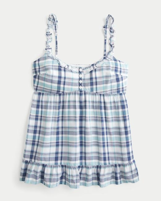 Hollister Blue Ruffle Tunic Tank