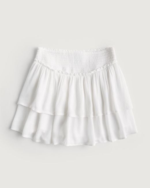 Hollister White Double-tiered Mini Skirt