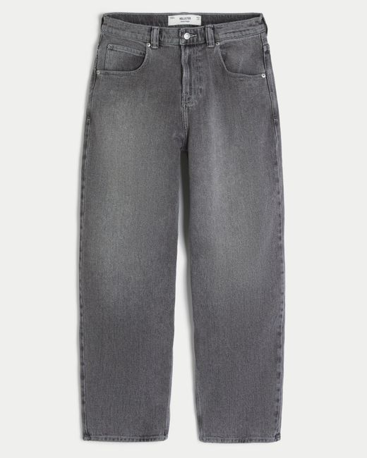 Hollister Gray Grey Embroidered Studded Skater Baggy Jeans for men