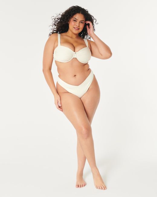 Hollister White Ruched Ribbed Balconette Bikini Top