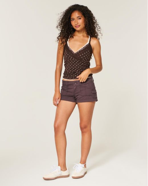 Hollister Purple Low-rise Twill Utility Mini Shorts