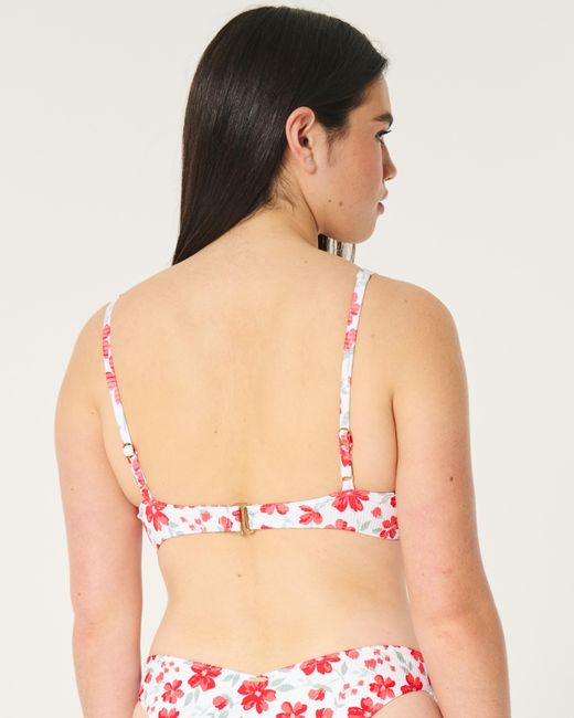 Hollister Red Ribbed High Apex Underwire Bikini Top