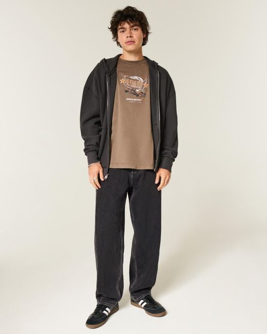 Hollister Blue Washed Black Seamed Skater Baggy Jeans for men
