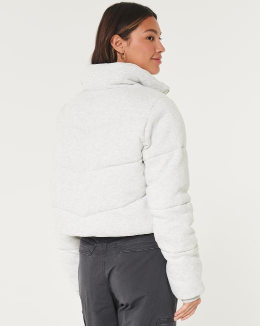 Hollister Natural Mini Fleece Zip-up Puffer Jacket
