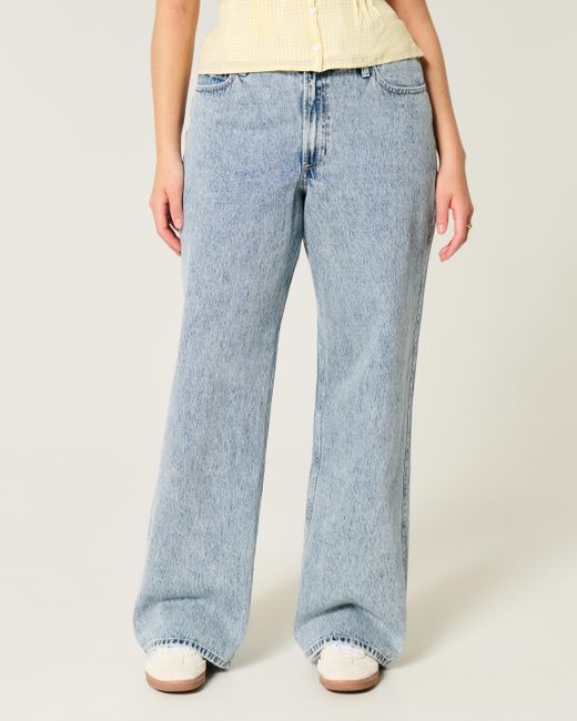 Hollister Blue Curvy High-rise Medium Wash Baggy Jeans