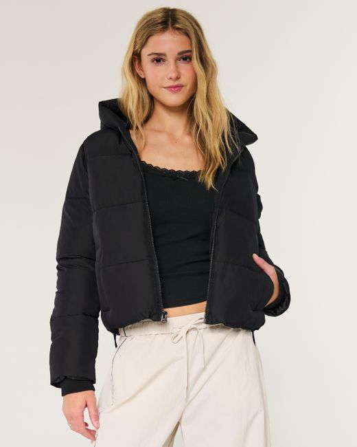 Hollister Black Hooded Puffer Jacket