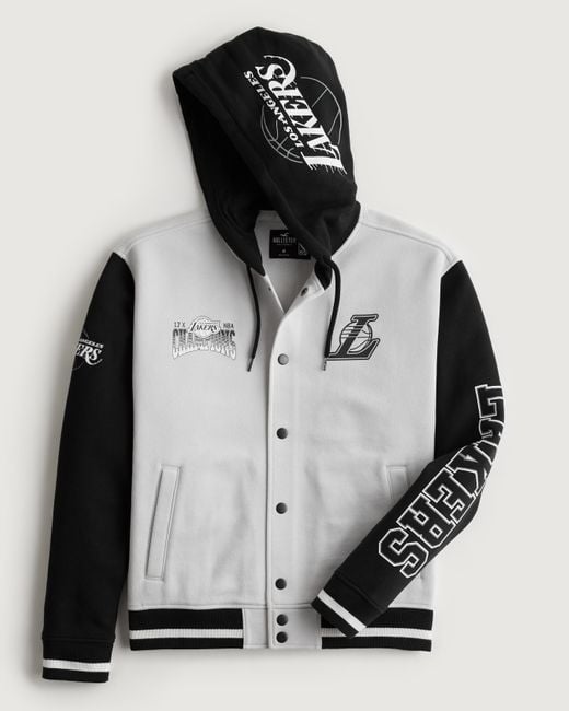 Hollister Black Relaxed La Lakers Graphic Hoodie for men