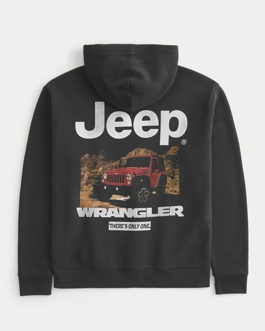 Hollister Black Jeep Wrangler Graphic Hoodie for men