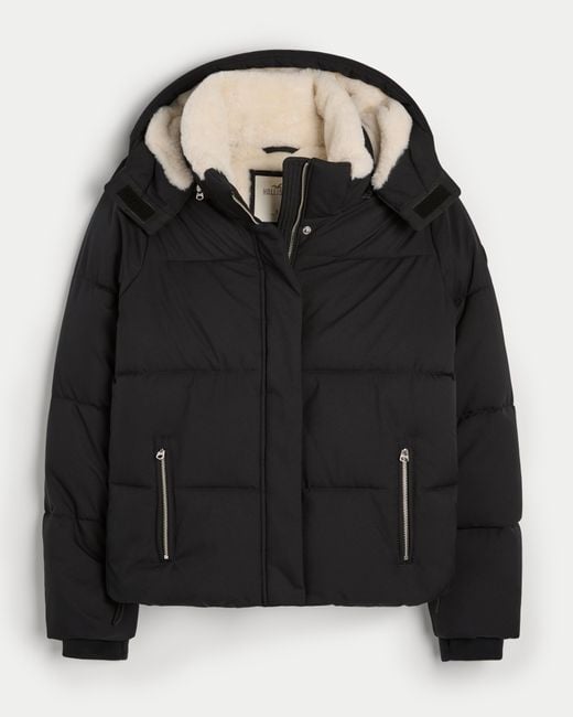 Hollister Black Cozy-lined All-weather Puffer Jacket