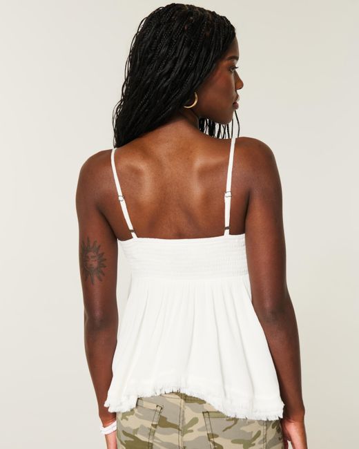 Hollister White Easy Shine Ruffle Babydoll Top