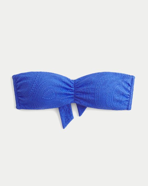 Hollister Blue Jacquard-Bandeau-Bikinioberteil