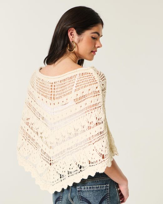 Hollister Natural Stitchy Crochet-style Poncho