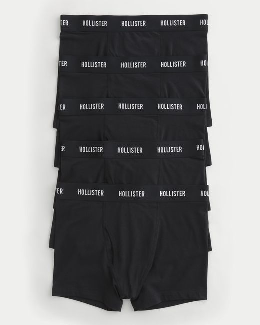 Hollister Black Classic Length Fly Front Boxer Brief 5-pack for men