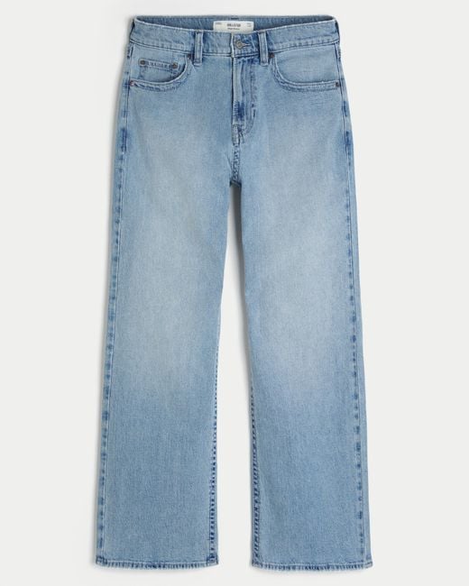 Hollister Blue Light Wash Baggy Bootcut Jeans for men
