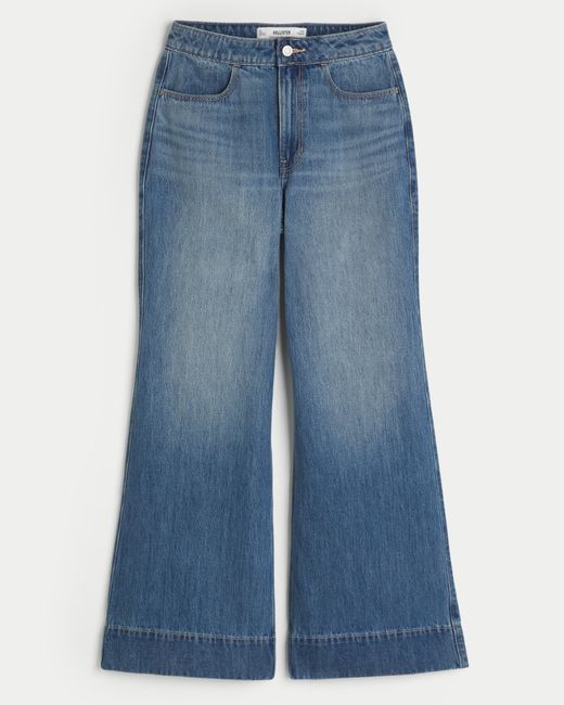 Hollister Blue Ultra High-rise Medium Wash Wide-leg Jeans