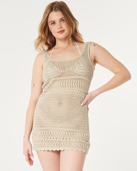 Hollister Natural Crochet-style Cover Up Dress