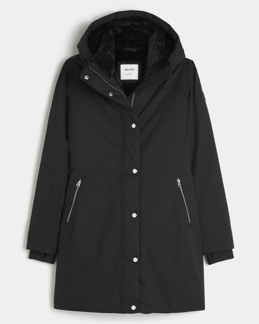 Hollister Black All-weather Faux Fur-lined Parka