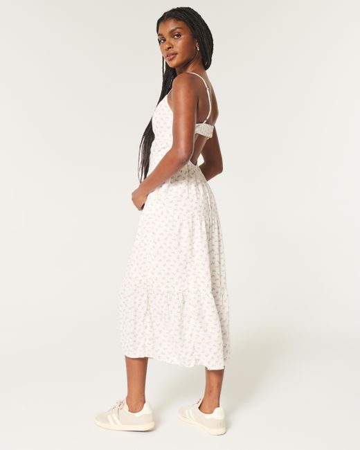 Hollister Natural Babydoll Midi Dress