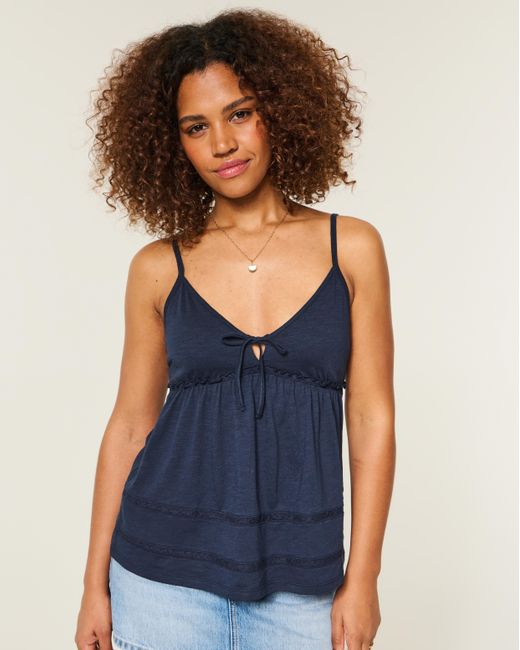 Hollister Blue Tie-front Babydoll Top