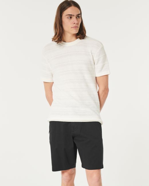 Hollister Black Flat-front Twill Shorts 9" for men