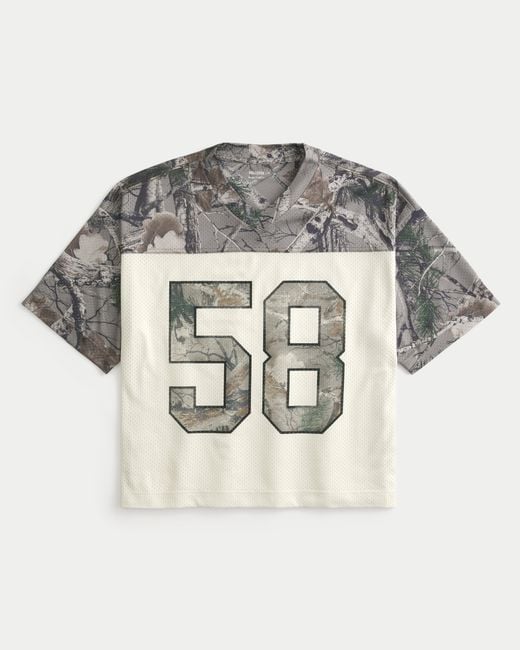 Hollister Gray Boxy Crop Camo Jersey for men