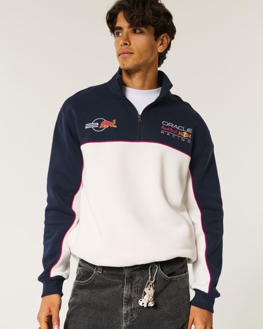 Hollister Blue Oracle Red Bull Racing Graphic Half-zip Sweatshirt for men