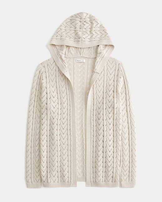 Hollister Natural Stitchy Hooded No-close Cardigan