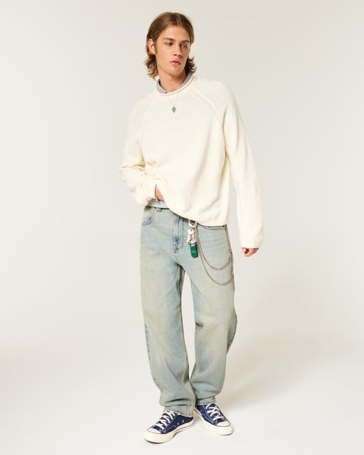Hollister Multicolor Light Wash Rose Graphic Skater Baggy Jeans for men