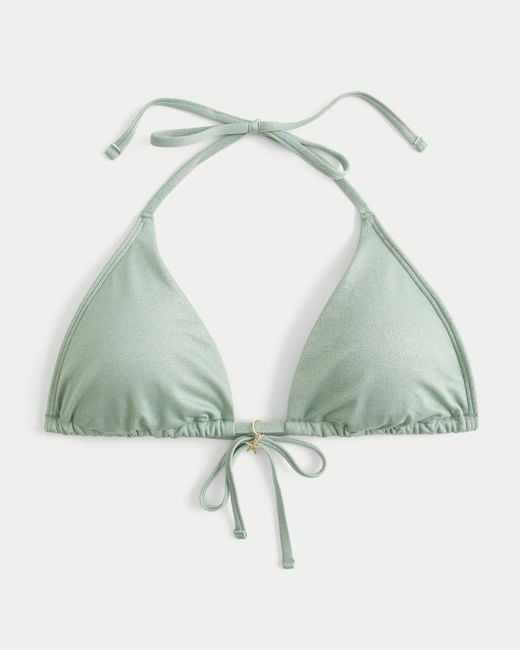 Hollister Green Shimmer Charm Triangle Bikini Top