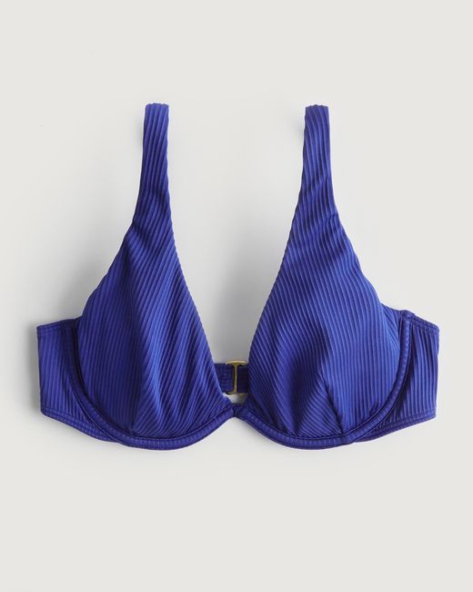 Hollister Ribbed Unlined Underwire Bikini Top in Dark Blue (Blue) | Lyst UK