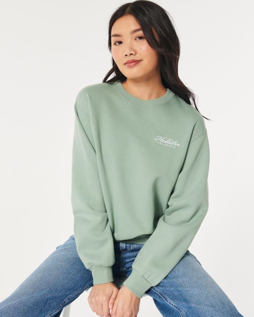 Hollister Green Lässiges Sweatshirt mit Rundhalsausschnitt