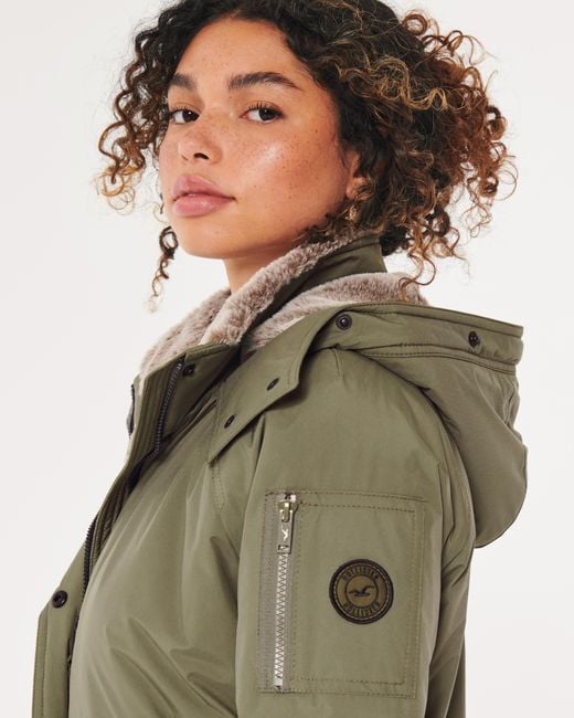 Hollister Green All-weather Faux Fur-lined Bomber Jacket
