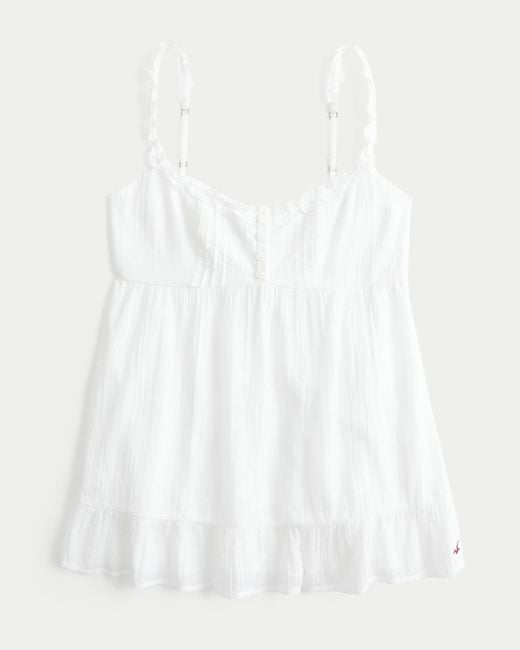 Hollister White Ruffle Tunic Tank