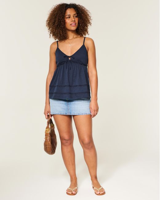 Hollister Blue Tie-front Babydoll Top
