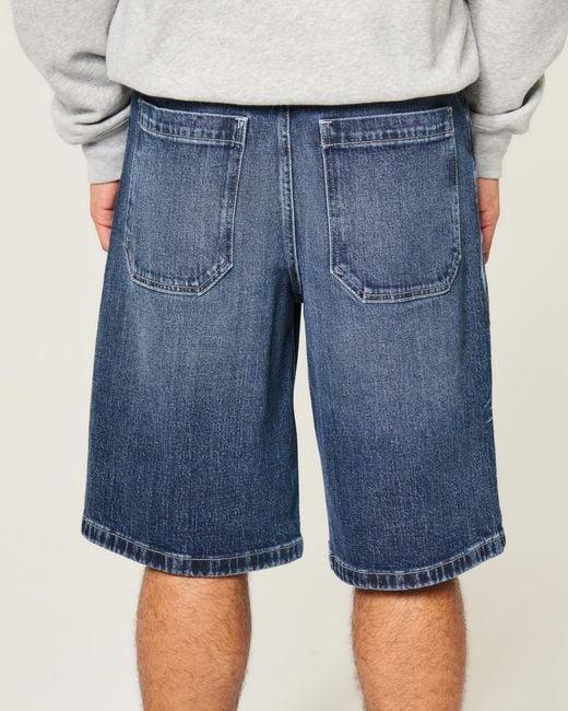 Hollister Blue Scorpion Graphic Baggy Jean Shorts for men