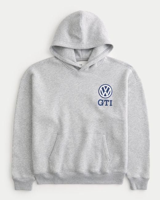 Hollister Gray Boxy Volkswagen Gti Graphic Hoodie for men