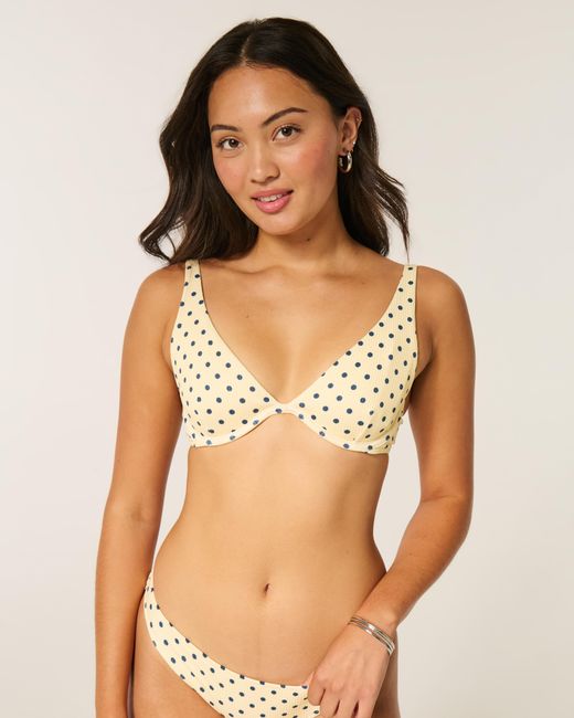 Hollister Metallic High Apex Ribbed Underwire Bikini Top