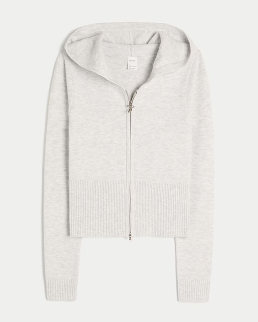 Hollister White Gilly Hicks Zip-up Sweater Hoodie