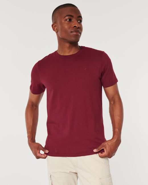 Hollister Red Cotton Icon Crew T-shirt for men