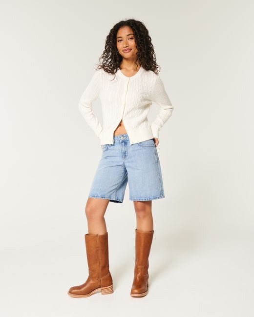 Hollister Blue Low-rise Light Wash Baggy Jort