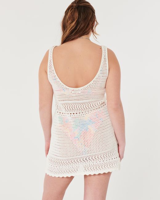 Hollister White Crochet-style Cover Up Dress