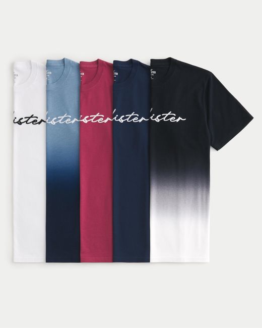 Hollister Blue Relaxed Logo Graphic Tee 5-pack for men