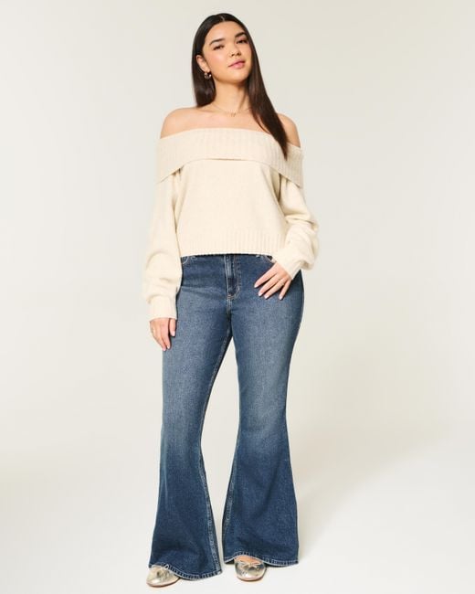 Hollister Blue Curvy High-rise Dark Wash Flare Jeans