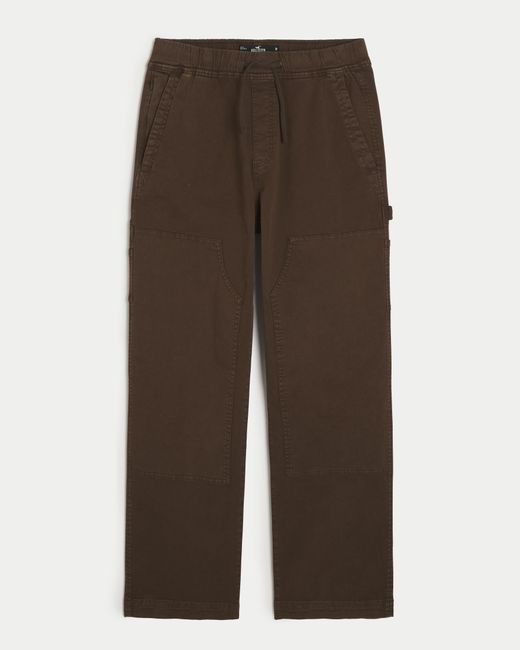 Hollister Brown Straight Workwear Pants for men