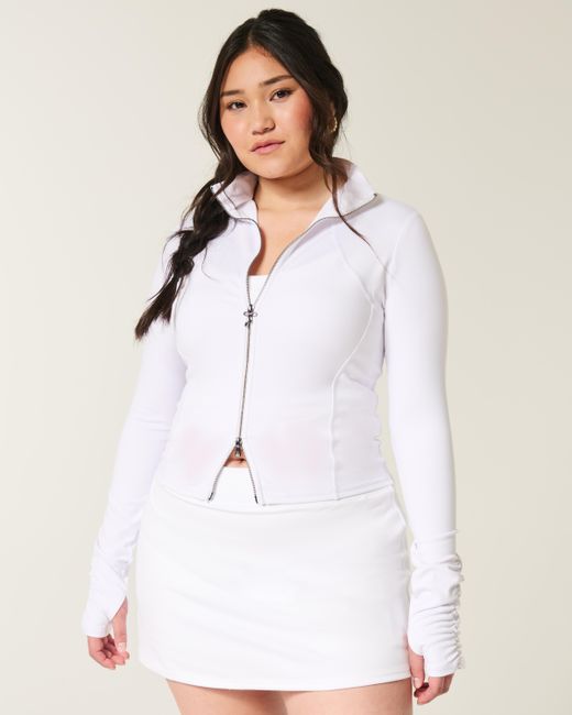 Hollister White Gilly Hicks Active Recharge Bow Double Zip Jacket