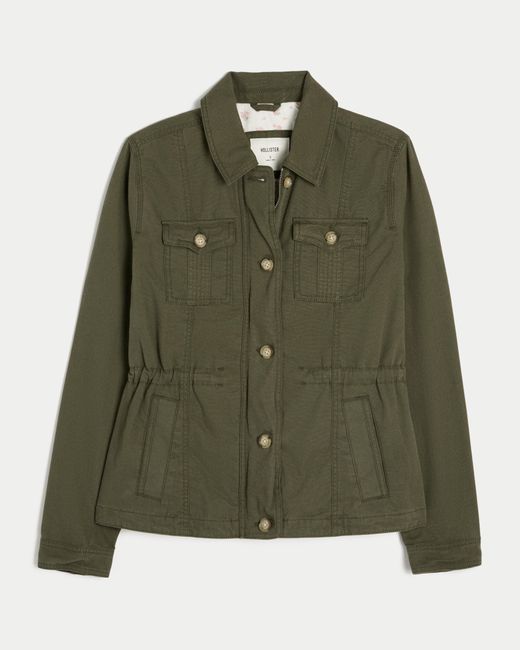 Hollister Green Twill Y2k Military Jacket
