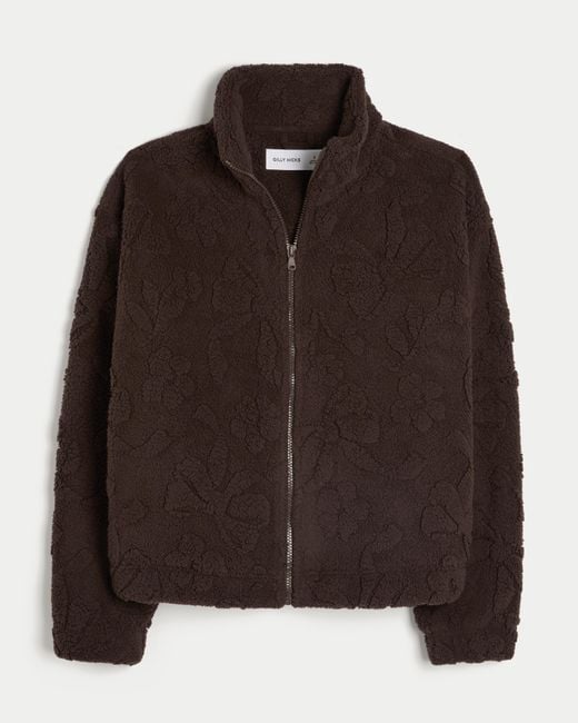 Hollister Brown Gilly Hicks Sherpa Zip-up Sweatshirt