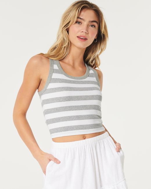 Hollister Gray Ribbed Scoop Tank